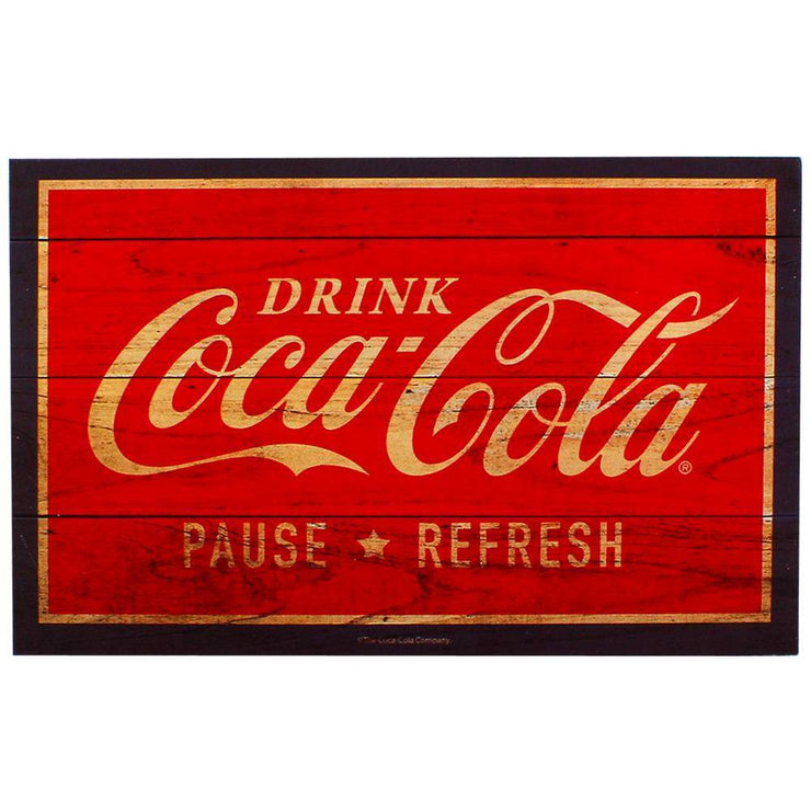 Placa Decorativa de Madeira Coca-Cola Drink And Bottles Vermelho | Churras