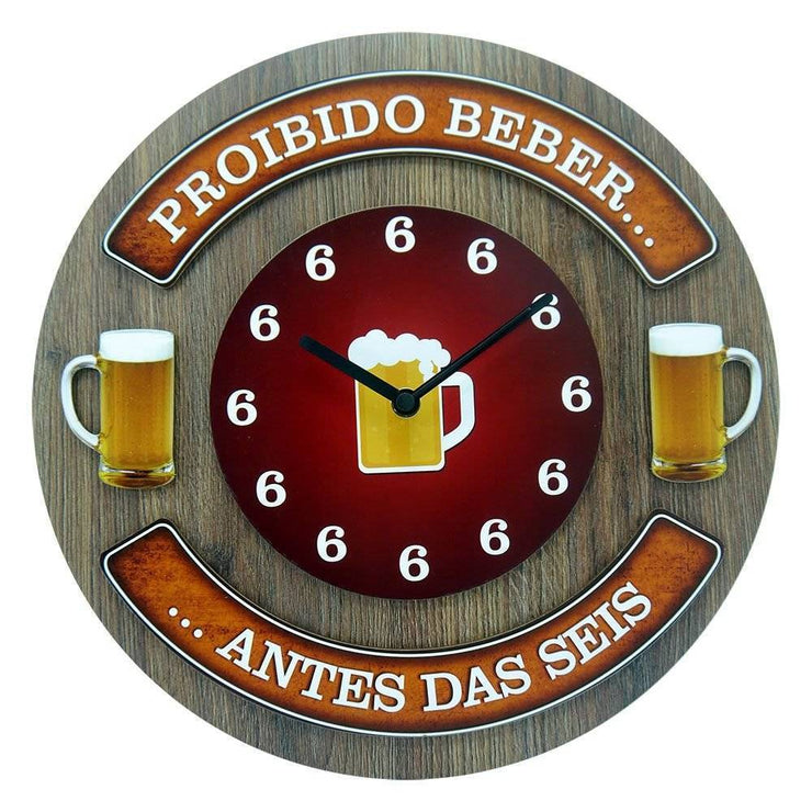 Placa Decorativa Relógio Proibido Beber | Churras
